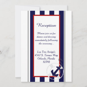 Cartão de Recepção de Casamento Blue Anchor Nautic