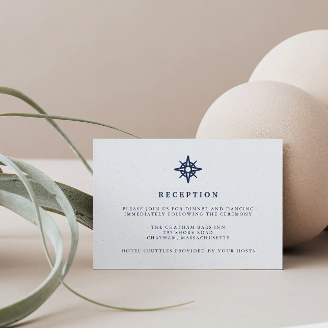 Cartão de Recepção de Casamento Bússola Náutica |  (Criador carregado)