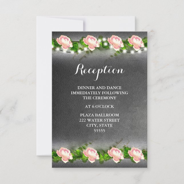Cartão de Recepção de Casamento Chalkboard Rose (Frente)