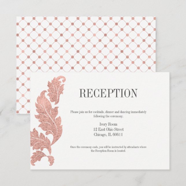Cartão de Recepção de Casamento Classic Rose Gold  (Frente/Verso)
