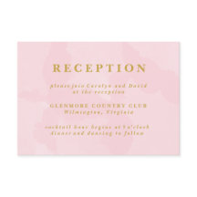 Cartão de Recepção de Casamento com Aquarela Rosa