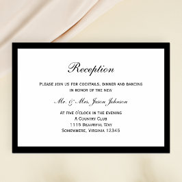 Cartão de Recepção de Casamento com Borda Preta Si