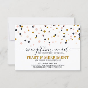 Cartão de Recepção de Casamento com Confetes Cor-d