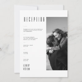 Cartão de Recepção de Casamento com Foto em Preto