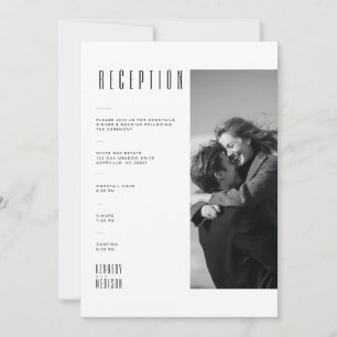 Cartão de Recepção de Casamento com Foto em Preto