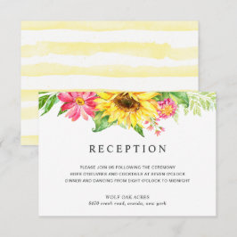 Cartão de Recepção de Casamento com Girassóis