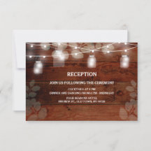 Cartão de Recepção de Casamento com Luzes de Corda