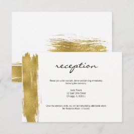 Cartão de Recepção de Casamento com Pincelada Dour