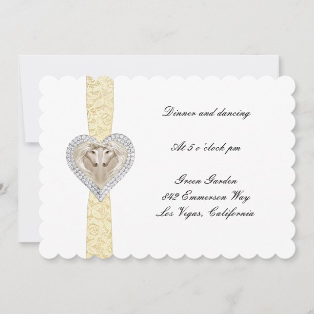 Cartão de Recepção de Casamento com Renda Amarela  (Frente)