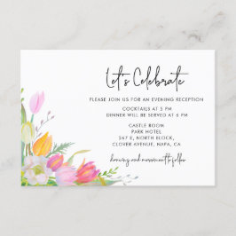 Cartão de Recepção de Casamento com Tulipa Rosa em