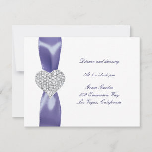 Cartão de Recepção de Casamento Coração de Diamant