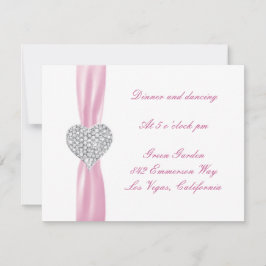 Cartão de Recepção de Casamento Coração de Diamant