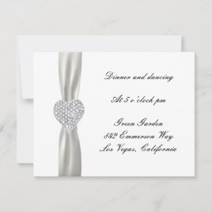 Cartão de Recepção de Casamento Coração de Diamant