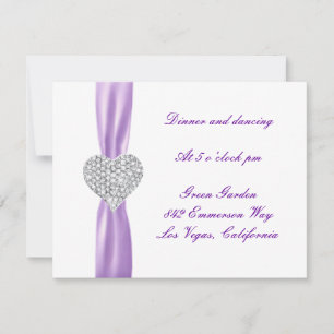 Cartão de Recepção de Casamento Coração de Diamant