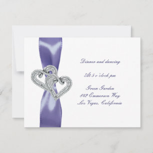 Cartão de Recepção de Casamento Corações de Diaman