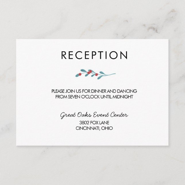 Cartão de Recepção de Casamento de Inverno com Aze (Frente)