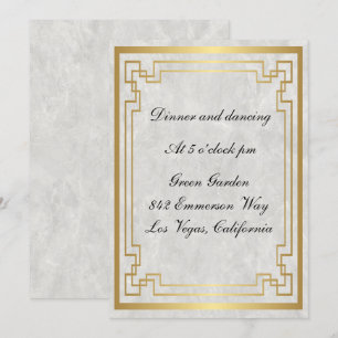 Cartão de Recepção de Casamento de Mármore Branco 
