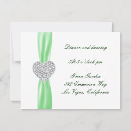Cartão de Recepção de Casamento Diamond Heart Verd