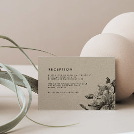 Cartão de Recepção de Casamento em Kraft Floral