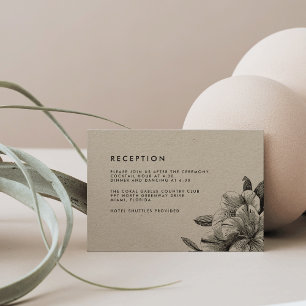 Cartão de Recepção de Casamento em Kraft Floral