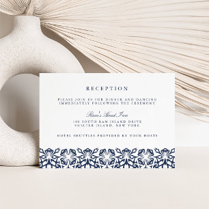 Cartão de Recepção de Casamento em Santorini Azu
