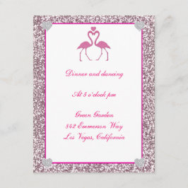Cartão de Recepção de Casamento Flamingo Brilho Fa