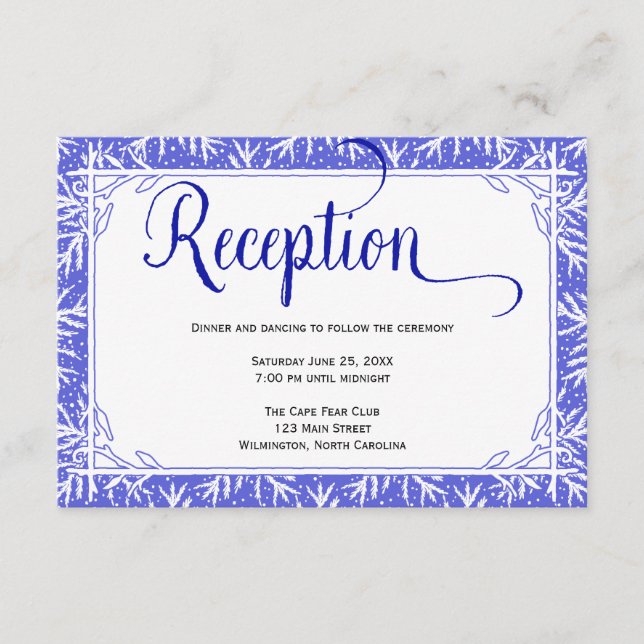 Cartão de Recepção de Casamento Flocos de Neve de  (Frente)