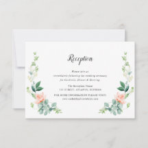 Cartão de recepção de casamento floral de cor d'ág