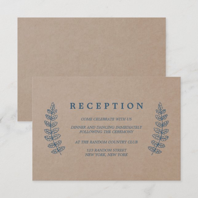 Cartão de Recepção de Casamento Floral Rústico | F (Frente/Verso)