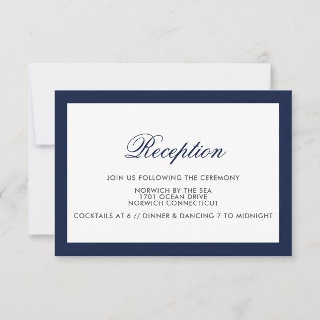 Cartão de Recepção de Casamento Formal com Borda A (Frente)