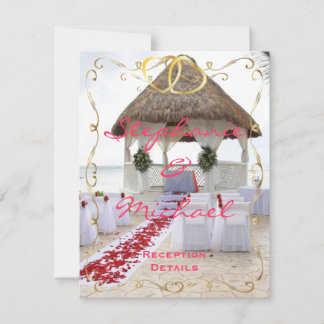 Cartão de Recepção de Casamento Gazebo na Praia
