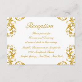 Cartão de Recepção de Casamento Glamouroso Damask