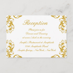 Cartão de Recepção de Casamento Glamouroso Damask