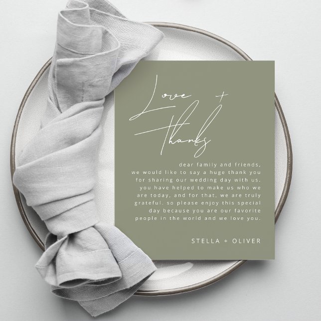 Cartão de Recepção de casamento para Caligrafia Ve (Sage Green Calligraphy Wedding Reception Card)