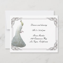 Cartão de Recepção de Casamento Pavão Branco Perso