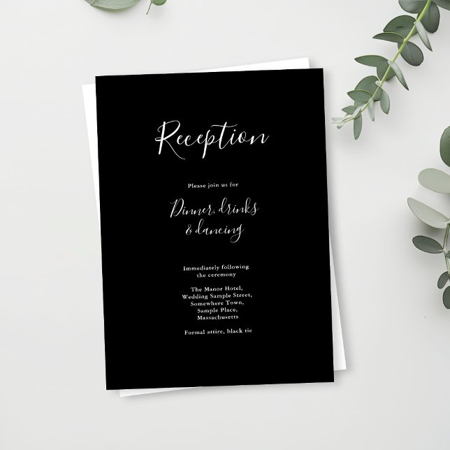 Cartão de Recepção de Casamento Preto e Branco Min (Criador carregado)