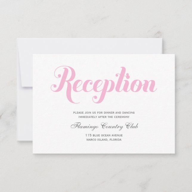 Cartão de Recepção de Casamento Rosa (Frente)