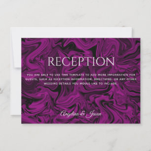 Cartão de Recepção de Casamento Roxo Real e Cinza