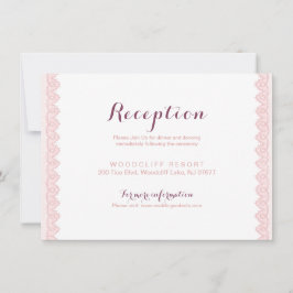 cartão de recepção de casamento rústico com renda 