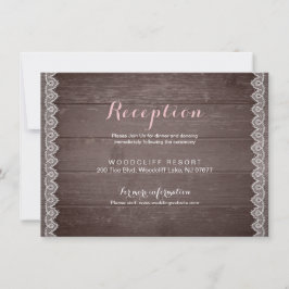 cartão de recepção de casamento rústico com renda 