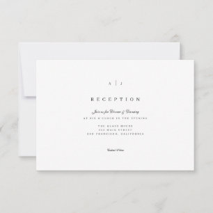 Cartão de Recepção de Casamento Simples e Elegante