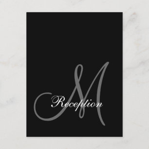 Cartão de Recepção de Casamento Simples Preto e Br