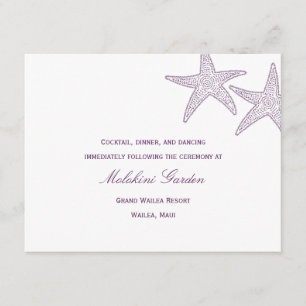 Cartão de Recepção de casamento Starfish - Roxo