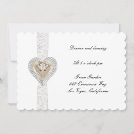 Cartão de Recepção de Casamento Unicórnio e Renda