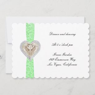 Cartão de Recepção de Casamento Unicórnio Verde co