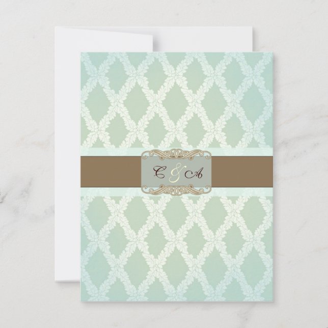 Cartão de Recepção de casamento Verde Diamond (Frente)