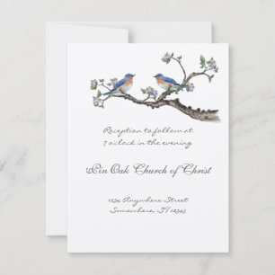 Cartão de Recepção de Casamento Vintage Bluebirds
