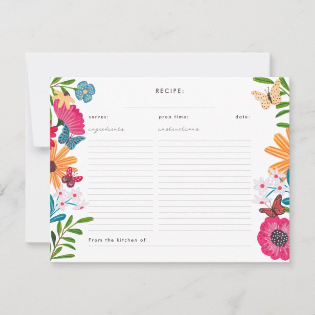 Cartão de Recepção de Chá de panela de Flor Selvag (Frente)