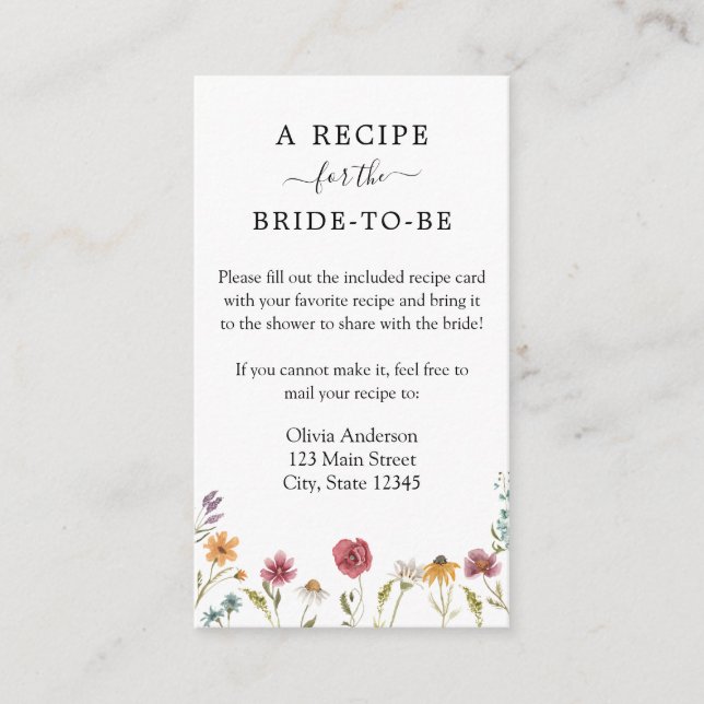 Cartão de Recepção de Chá Selvagem (Frente)