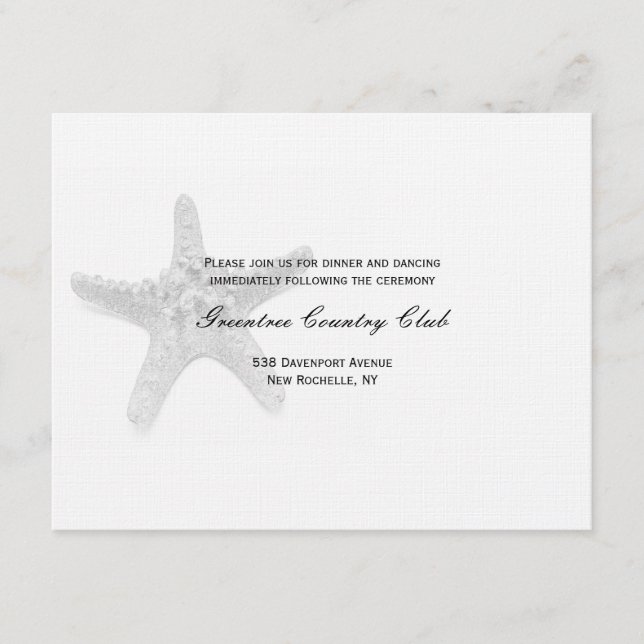 Cartão de Recepção de Estrela-do-Mar - Preto (Frente)